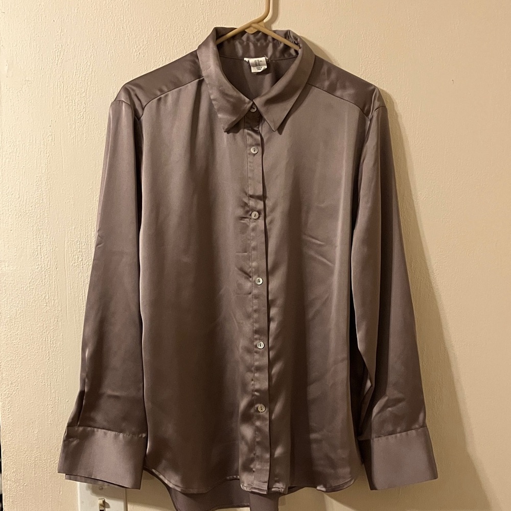 Nicole Miller Men's Satin Dress Shirt - Taupe